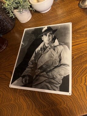 8”x10” Vintage Black Plastic White Movie Poster Humphrey Bogart Picture
